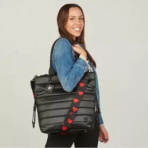 IHKWIP Shawn Killinger North South Haute Tote Heart Strap Metallic Black